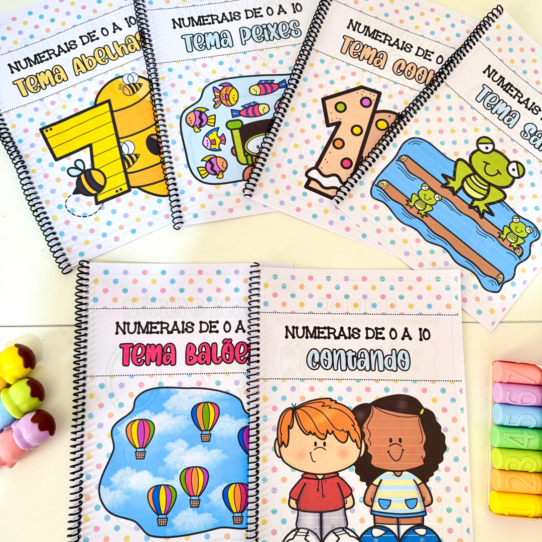 KIT 6 APOSTILAS NUMERAIS DE 0 A 10