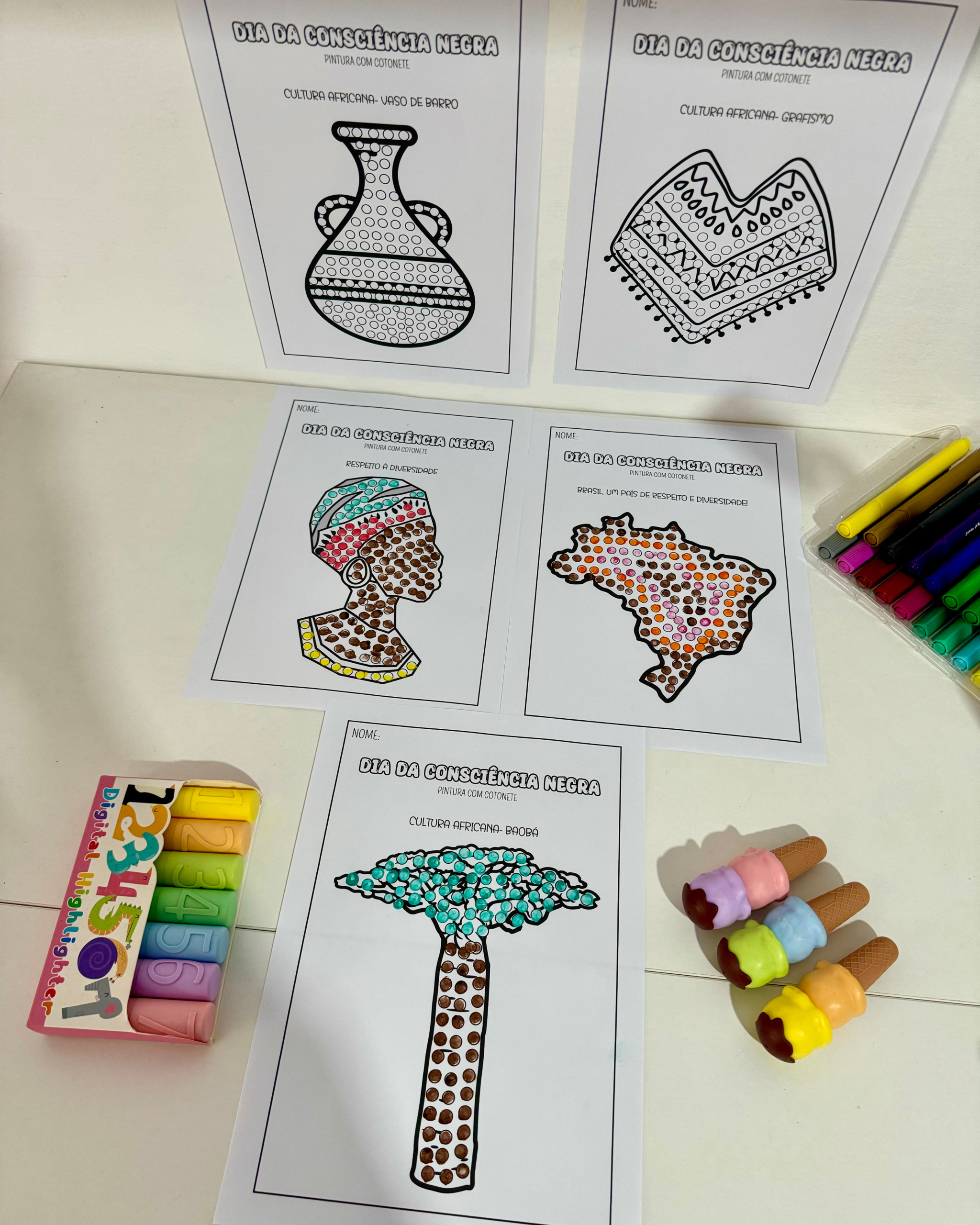 PINTURA DE COTONETE CONSCIÊNCIA NEGRA