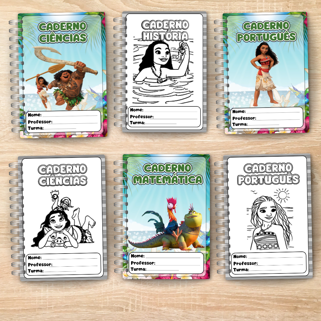 CAPAS DE CADERNO MOANA