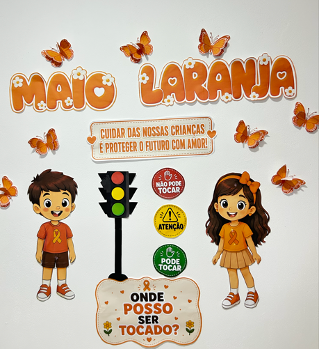 PAINEL MAIO LARANJA " ONDE POSO SER TOCADO?"