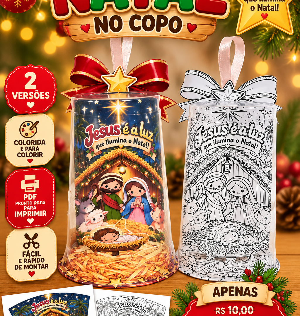 LEMBRANCINHA NO COPO ( JESUS E A LUZ QUE ILUMINA O NATAL)